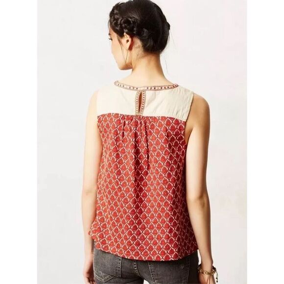 Anthropologie Akemi + Kin Eivy Embroidered Embellished Sleeveless Top Small - Picture 2 of 8